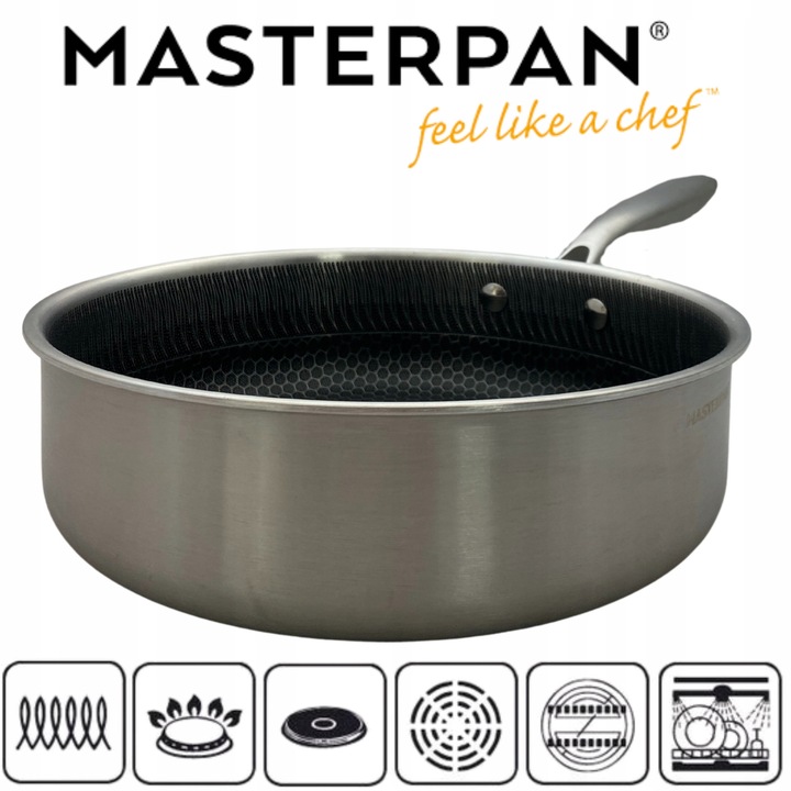 Tigaie din inox MASTERPAN, 24x7cm, 2.8L, non-stick, fara PFOA