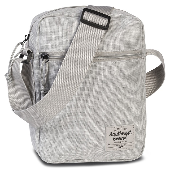 Válltáska, Southwest, Poliészter, 23 x 17 x 6 cm, F30334, Világosszürke