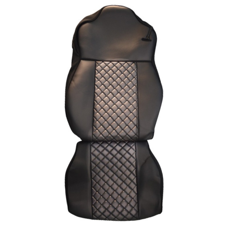 Huse scaune, pentru DAF XF 106, piele ecologică, negru cu gri, set