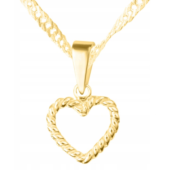 Colier, Larezo, Auriu, Fabricat Din Argint Cu Titlul 925, Inima Decorativa, Ideal Pentru Cadou, Ambalaj Elegant Inclus. Calitate Superioara