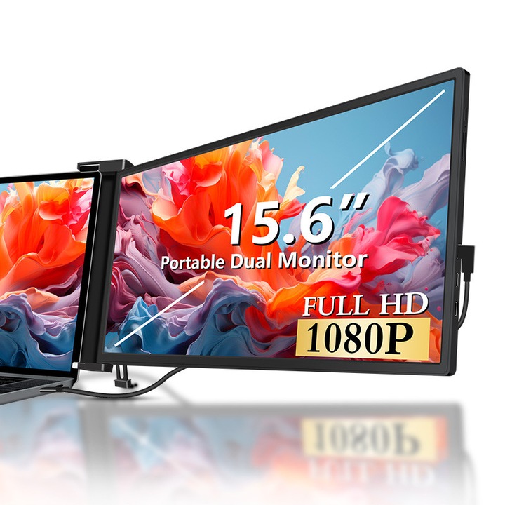 Преносим монитор Zkrontinex, 15.6", IPS FHD, резолюция 1920x1080, Plug & Play