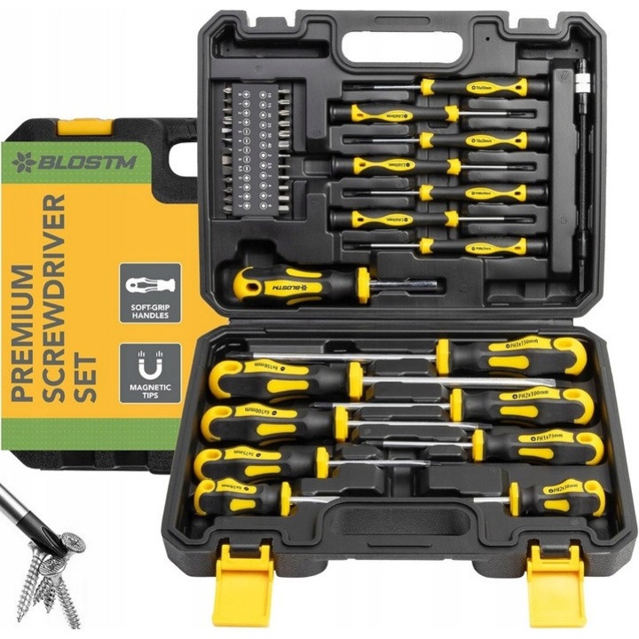 Prémium 42 darabos mágneses csavarhúzó készlet, Phillips, lapos fejek