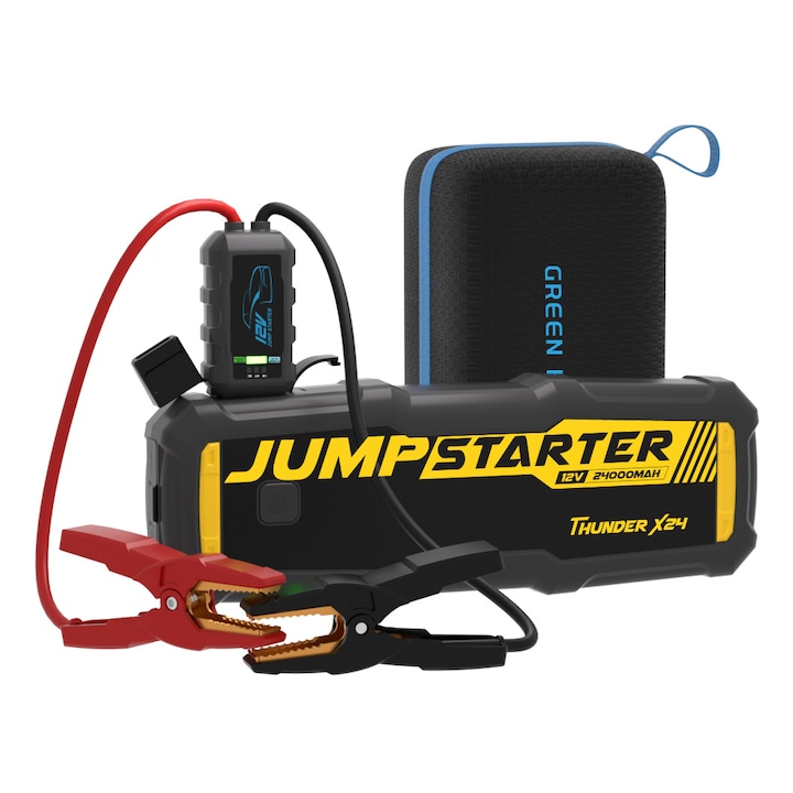 Starter Auto Multifunctional 4000A, Redresore Auto 24000mAh, Jump Starter Booster Portabil, Baterie Pornire Auto De 12V, Robot De Pornire Auto, Negru, GREEN KEEPER