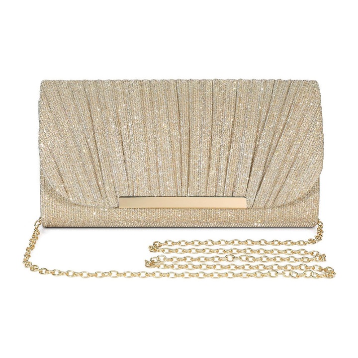Női estélyi táska JUP 9840470 90-44, csillogó arany csillám, lánc, 23 x 12.5 cm, arany