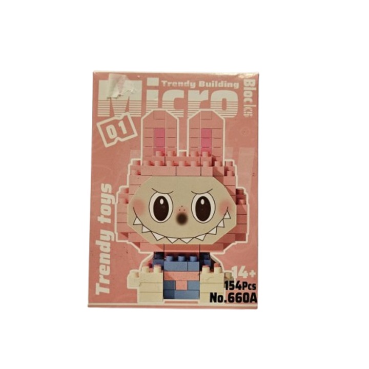 Constructor, Blocuri de construcție, 154 piese, roz, pentru copii peste 6 ani