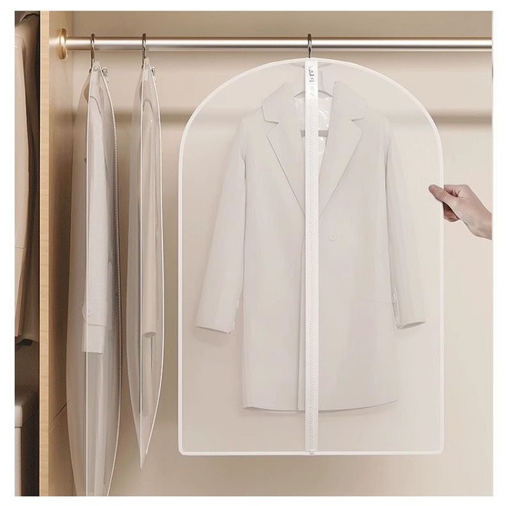 Set 3 Huse Anti-Praf pentru Haine, PEVA materiale, Dimensiuni M: 60x100cm, Semi-Transparente