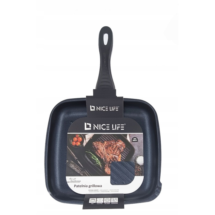 Квадратен грил тиган с незалепващо покритие 26x24x1.2cm