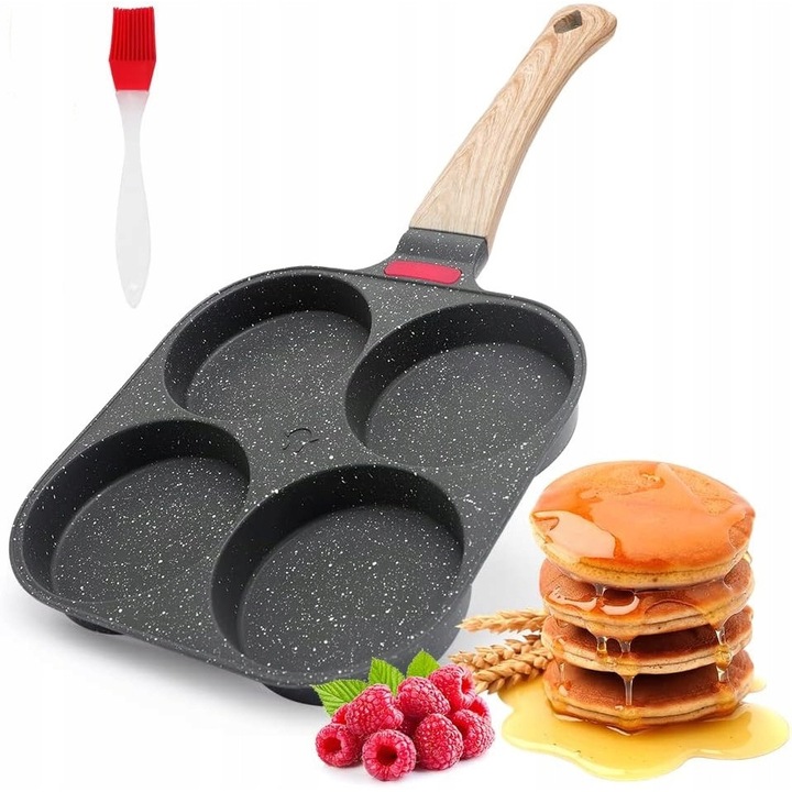Тиган с 4 незалепващи отделения за омлети и палачинки, алуминиев