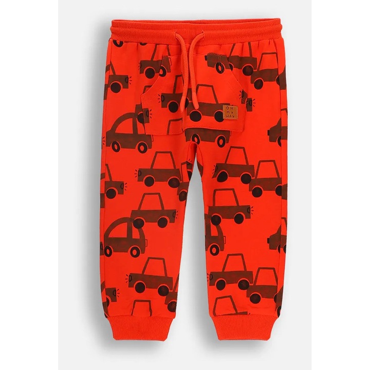 Gyermek nadrág, Coccodrillo ZC4120102MBN-009, autós mintás, pamut, piros, 68 CM