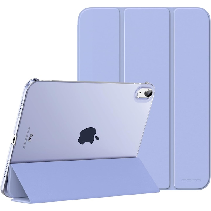 Husa DUOCUOLA pentru iPad generatia 11 11 inch 2025, iPad generatia 10 10.9 inch 2022, husa protectoare subtire cu suport, spate transparent din PC rigid, compatibila cu Touch ID, Lavanda Violet