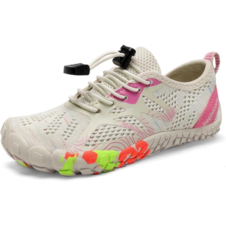Incaltaminte de apa pentru copii, IceUnicorn, Bej, 27 EU, 17.48 cm Interior, usori, flexibili, cu sireturi elastice reglabile, Ideali pentru plaja, inot, drumetii si joaca in aer liber