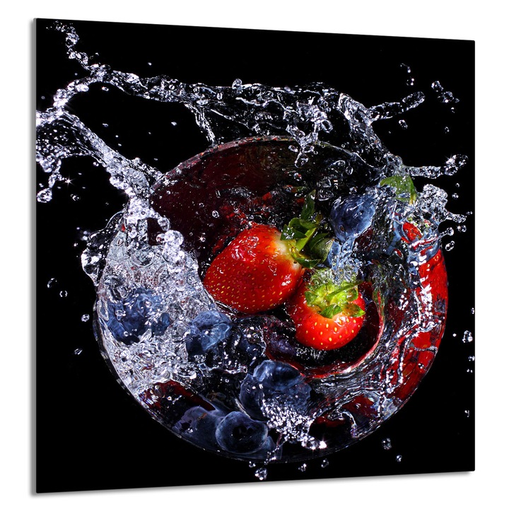 TMK ArtDeko Üveg konyhai hátfal 60x65cm, eper design, multifunkcionális