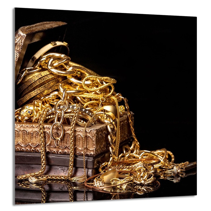 TMK ArtDeko Üveg konyhai hátlap 60x65cm, arany design, multifunkcionális