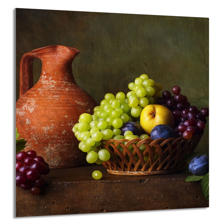 TMK ArtDeko Üveg konyhai hátlap 60x65cm, szőlő mintás, multifunkcionális