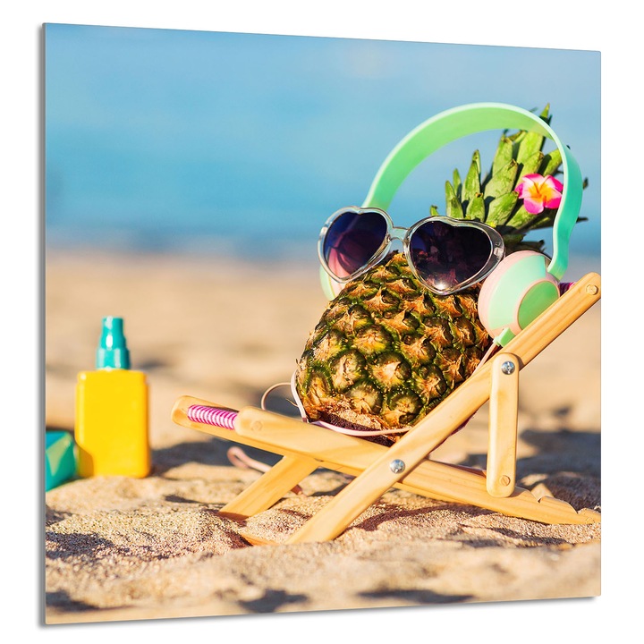 TMK ArtDeko konyhai üvegpanel 60x65cm, ananász mintával, többfunkciós, magas hőmérsékletnek ellenálló