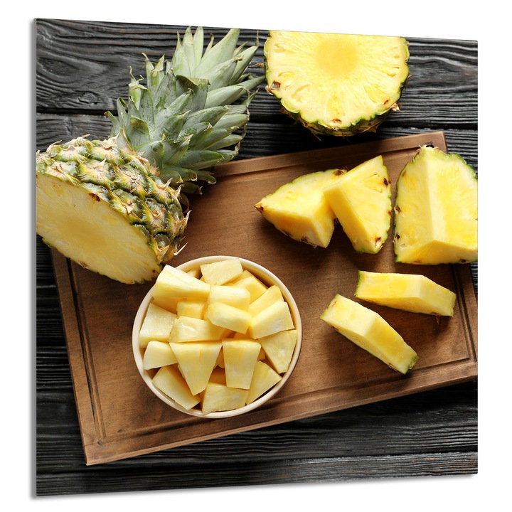 TMK ArtDeko konyhai üvegpanel 60x65cm, ananász mintával, többfunkciós, magas hőmérsékletnek ellenálló