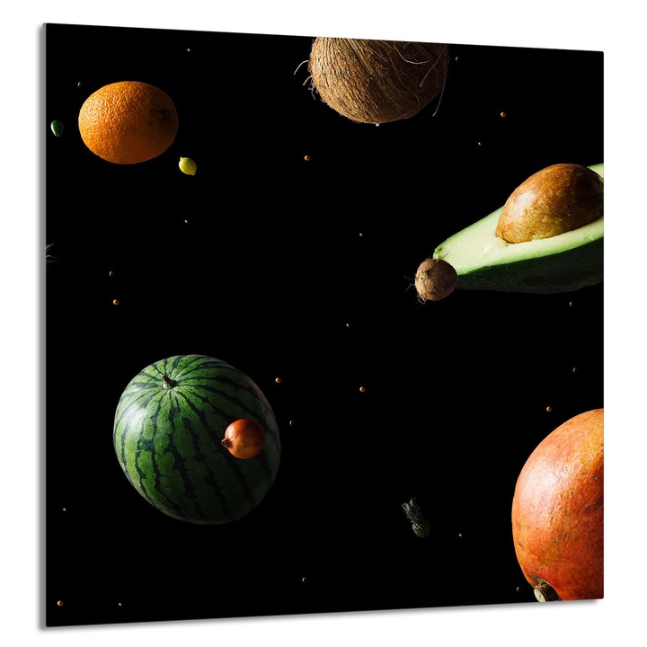 TMK ArtDeko Üveg konyhai hátlap 60x65cm, gyümölcsmintás, főzőlap védelem, forró edényalátét