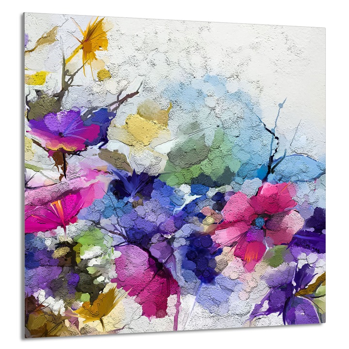 TMK ArtDeko Üveg konyhai panel 60x65 cm, virágmintás, főzőlap védelem, forró edényalátét