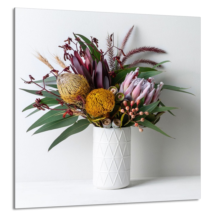 TMK ArtDeko 60x65 cm-es konyhai üvegpanel, virágmintás, védelem, edénytartó