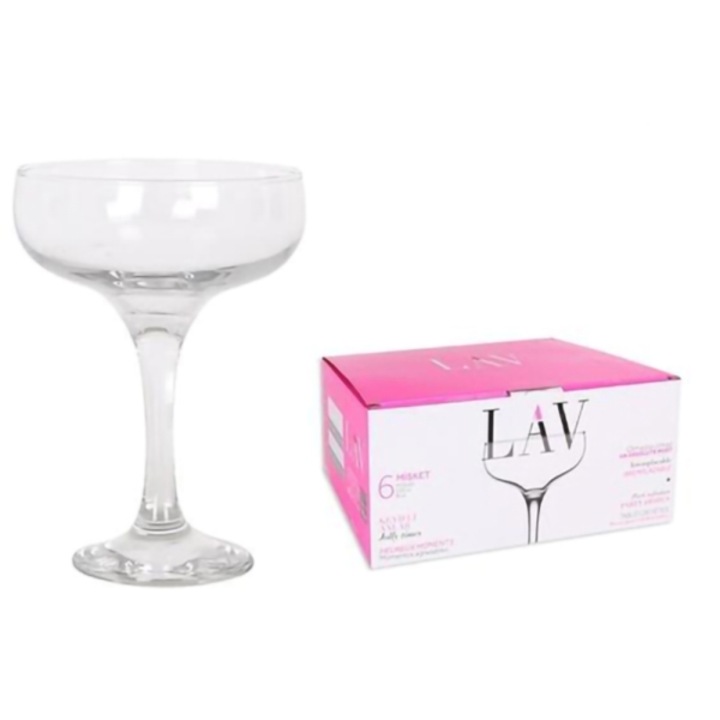 Set 6 Pahare Misket cu Picior – 235 ml, Sticla Transparenta Premium, Design Elegant pentru Apa, Sucuri, Vin si Cocktailuri