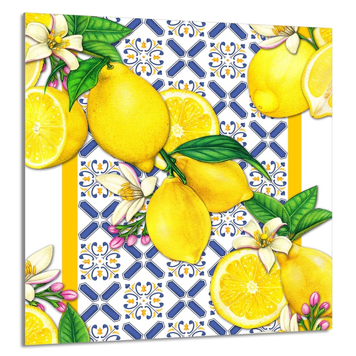 TMK ArtDeko 60x65 cm-es üveg hátfal konyhába, citrus design, multifunkcionális