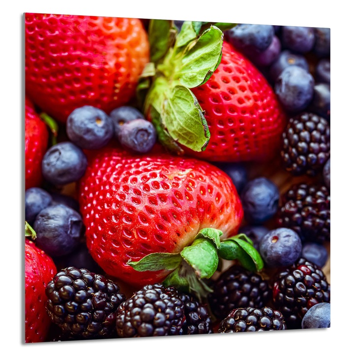 TMK ArtDeko Üveg konyhai hátfal 60x65cm, eper design, multifunkcionális