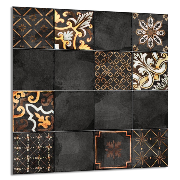 TMK ArtDeko Üveg konyhai hátfal, 60x65cm, modern dizájn, szennyeződés elleni védelem, többszínű