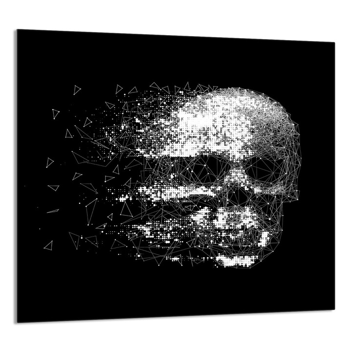 TMK ArtDeko Üveg konyhai hátfal 65x60cm, koponya mintás, multifunkcionális