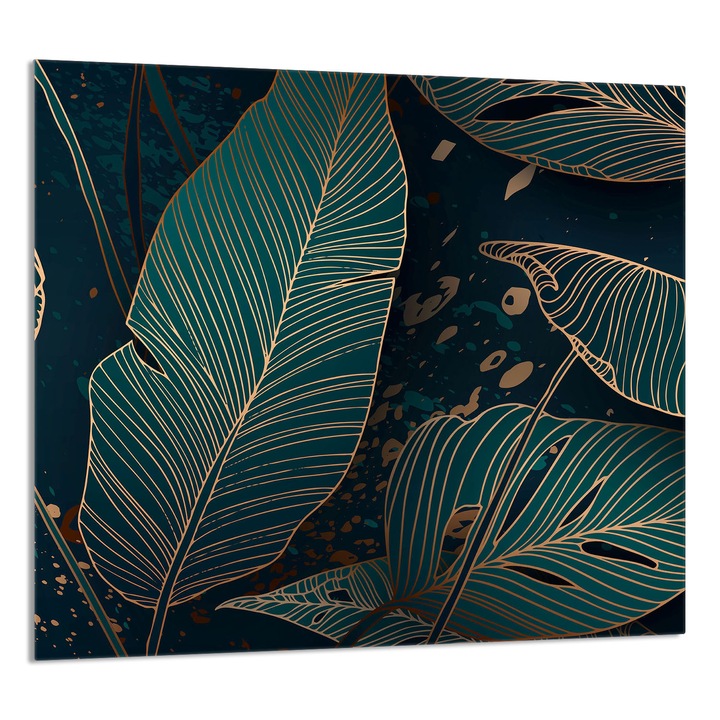 TMK ArtDeko konyhai üvegpanel 65x60 cm, levélmintás, többfunkciós