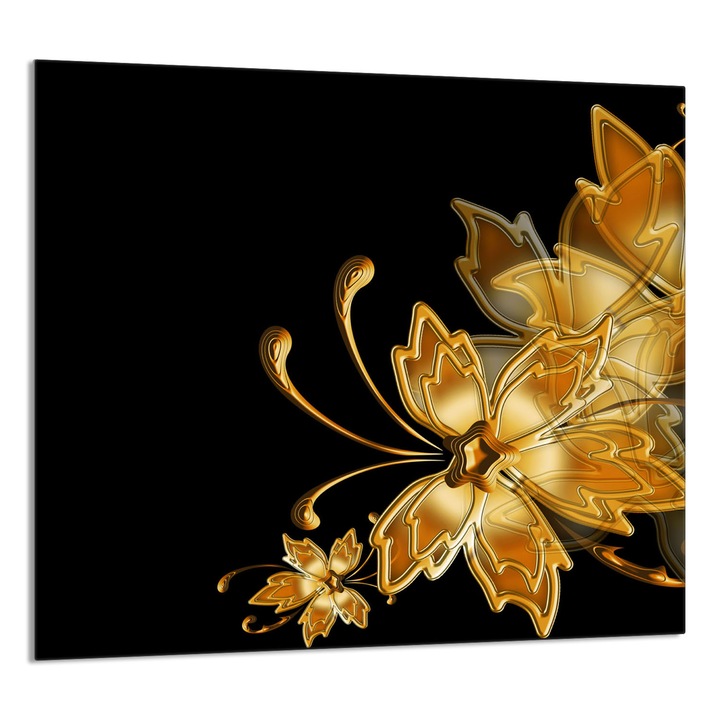 TMK ArtDeko Üveg konyhai hátfal 65x60cm, elegáns design, szennyeződés elleni védelem, arany színű