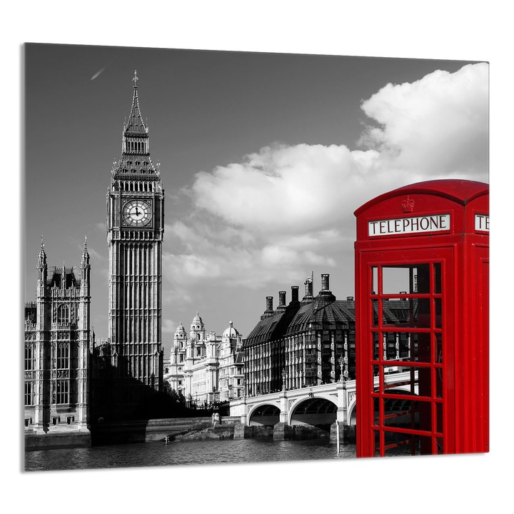 TMK ArtDeko 65x60cm konyhai üvegpanel, London design, multifunkcionális, magas hőmérsékletnek ellenálló