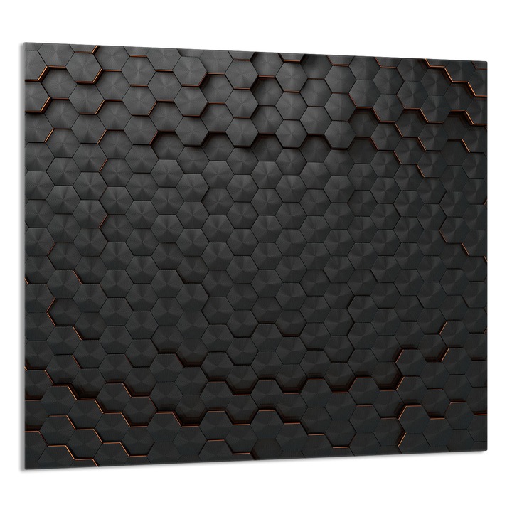 TMK ArtDeko konyhai üvegpanel 65x60cm, védelem, fekete