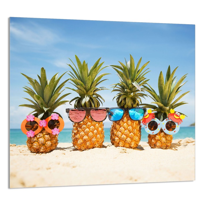 TMK ArtDeko üveg konyhai hátfal, 65x60 cm, ananász design, multifunkcionális