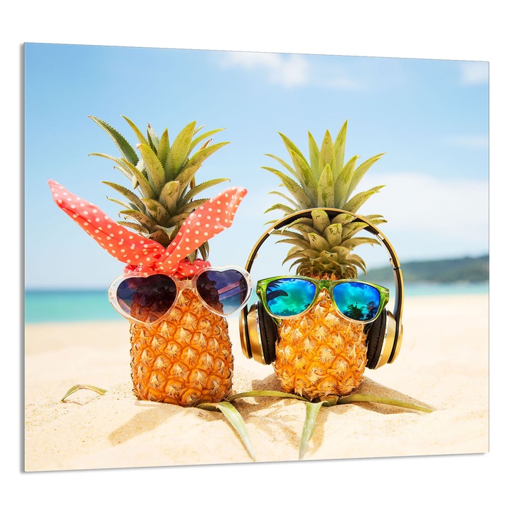 TMK ArtDeko üveg konyhai hátlap 65x60 cm, ananász design, többfunkciós