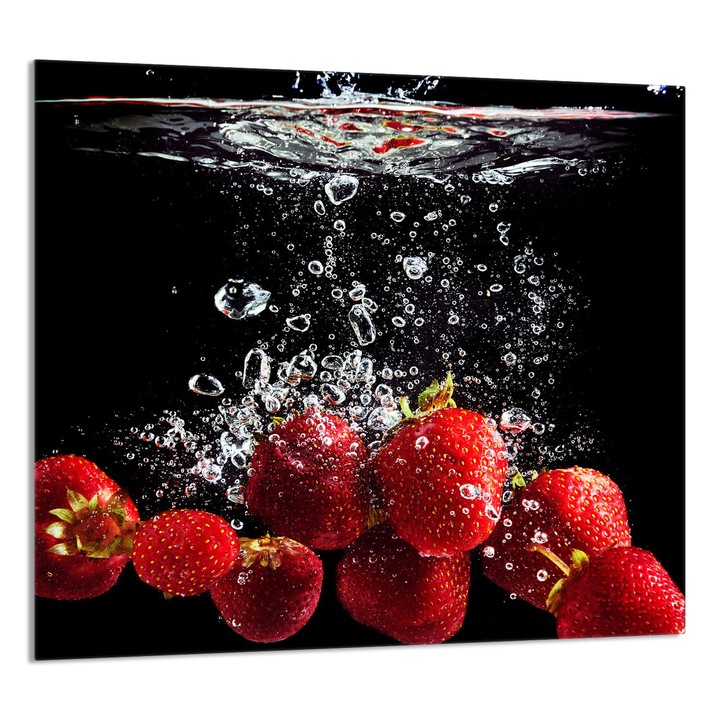 TMK ArtDeko Üveg konyhai hátfal 65x60cm, eper design, multifunkcionális