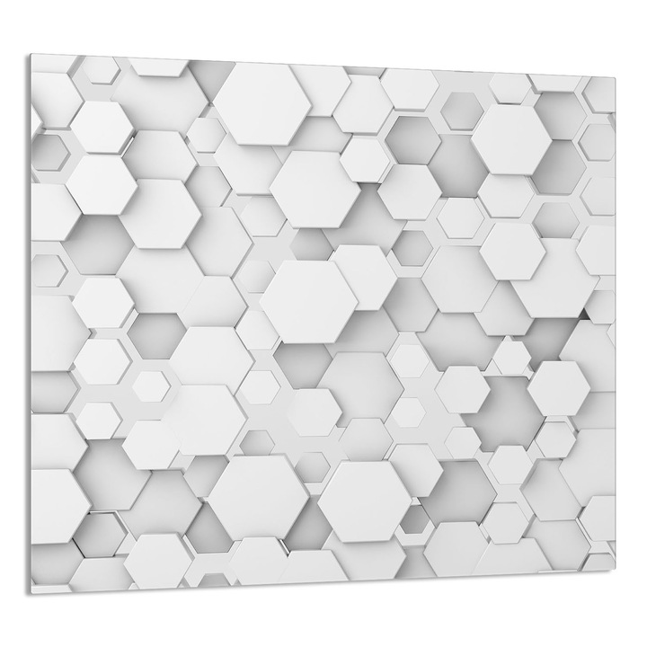 TMK ArtDeko Üveg konyhai hátfal 65x60cm, védelem, modern design, fehér/szürke