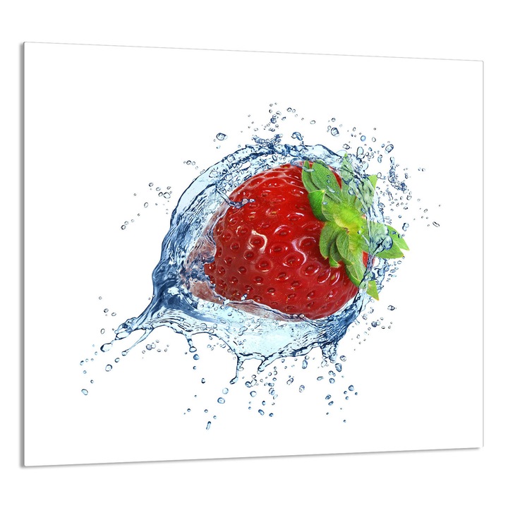 TMK ArtDeko 65x60cm konyhai üvegpanel, eper dizájn, többfunkciós