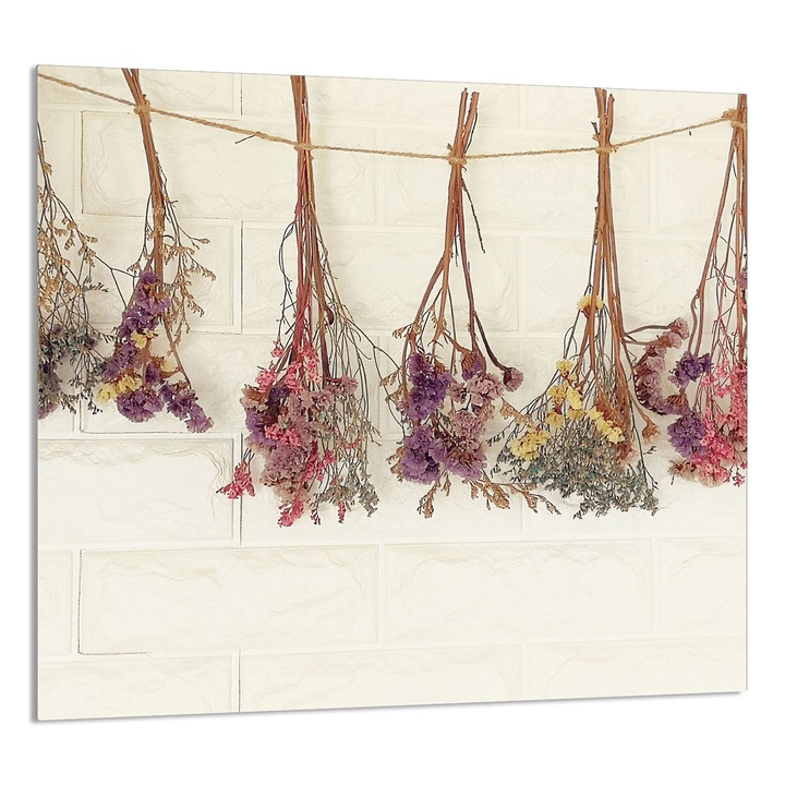 TMK ArtDeko 65x60 cm konyhai üvegpanel, virágmintás, többfunkciós, magas hőmérsékletnek ellenálló