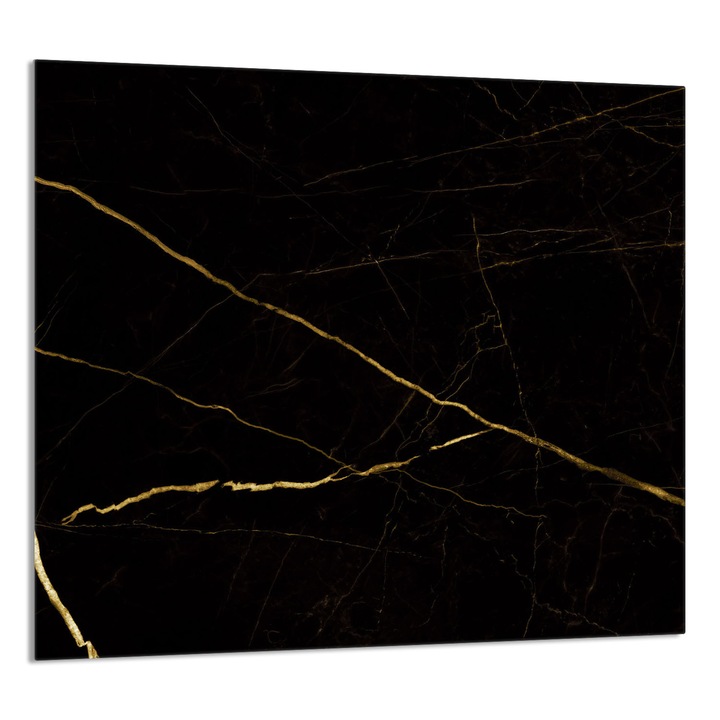Konyhai üvegpanel 65x60 cm, TMK ArtDeko, márvány, védelem, fekete