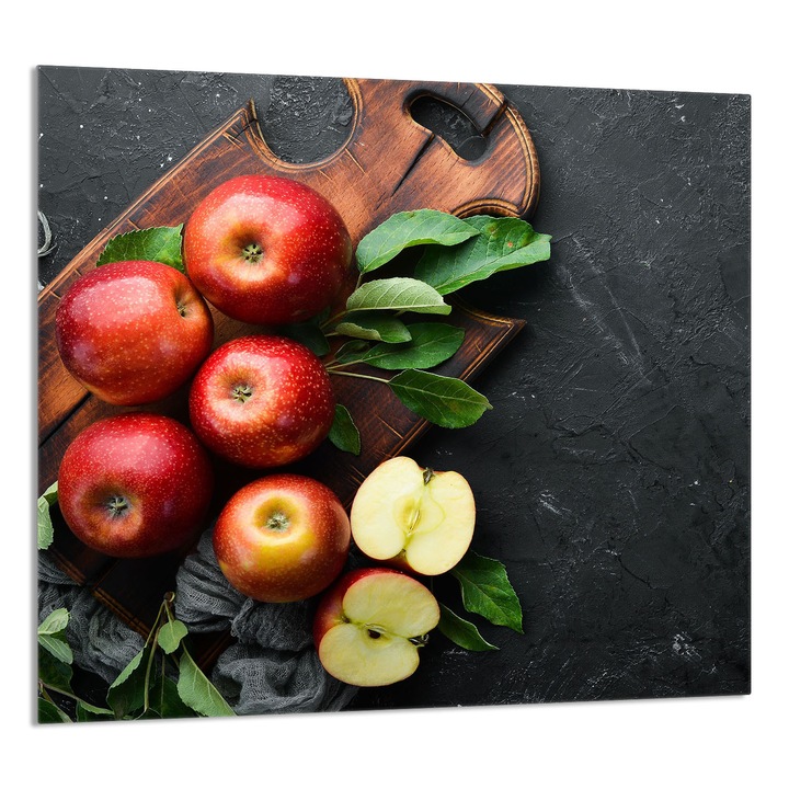 TMK ArtDeko Üveg konyhai hátfal 65x60 cm, alma dizájn, multifunkcionális, védelem, edénytartó