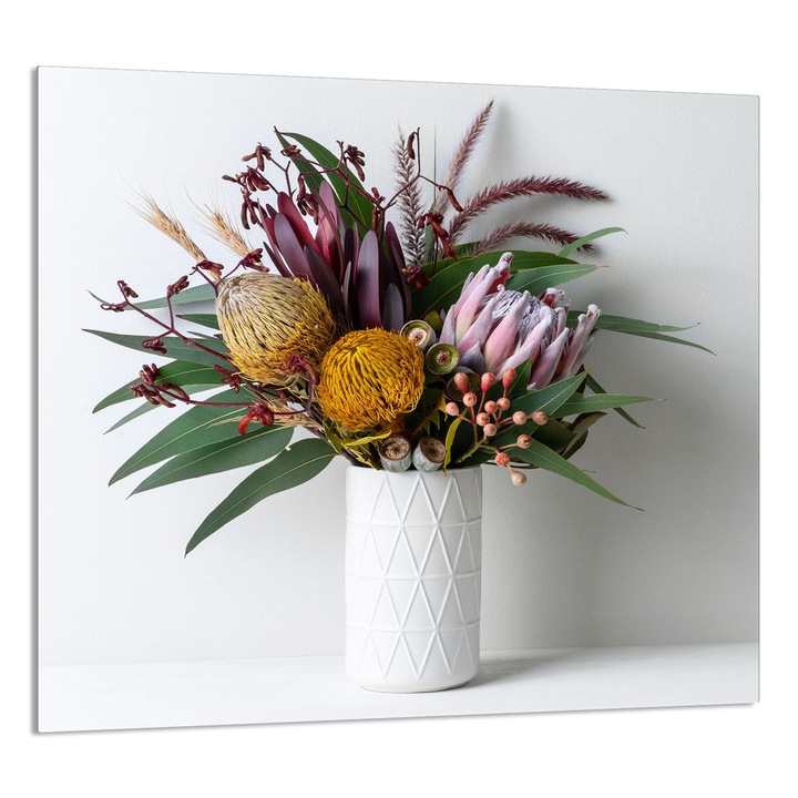 TMK ArtDeko konyhai üvegpanel 65x60 cm, virágmintás, védelem, edénytartó