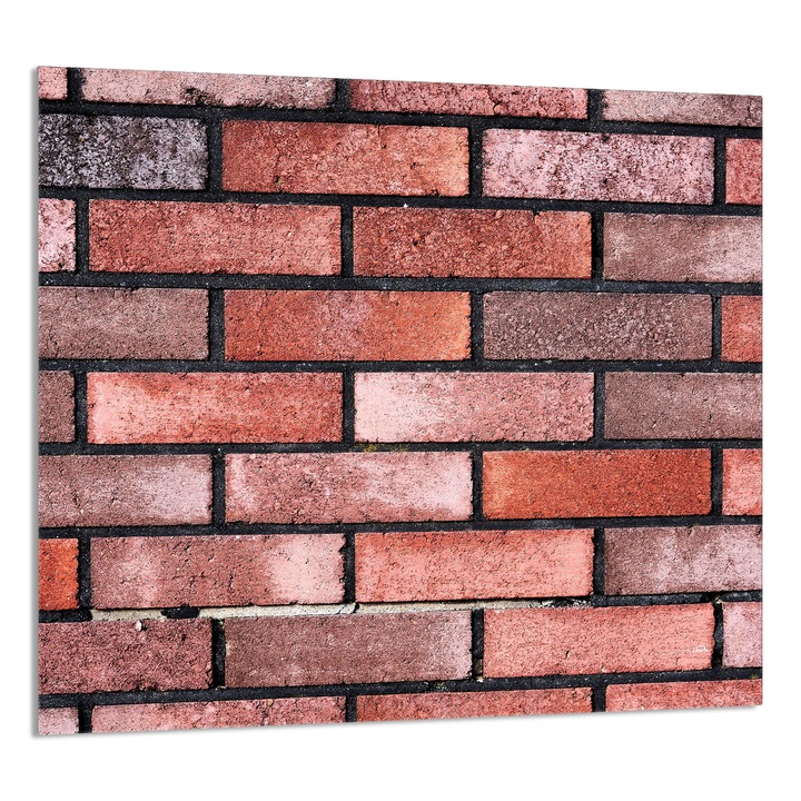 Panou de sticla pentru bucatarie TMK ArtDeko, 65x60cm, design caramida, protectie pentru plita