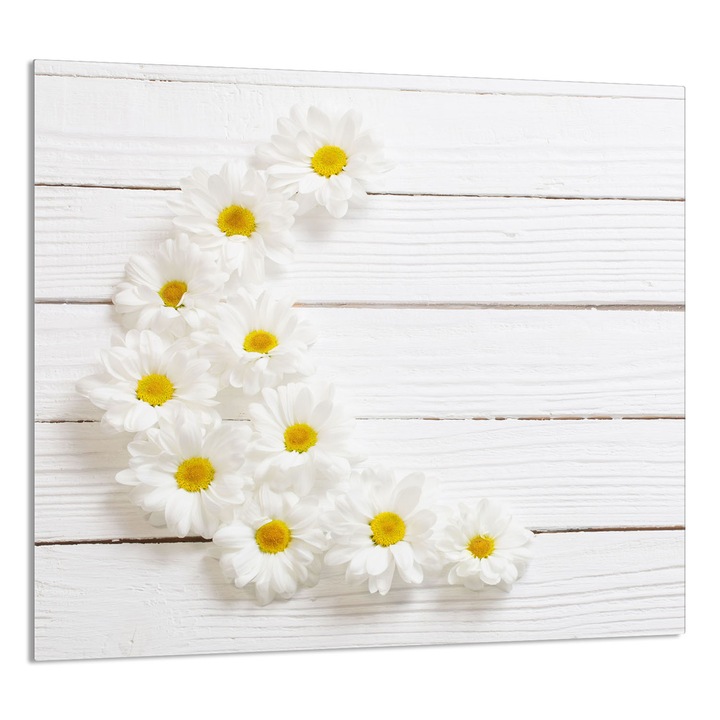 TMK ArtDeko Üveg konyhai hátlap 65x60cm, védelem, fehér