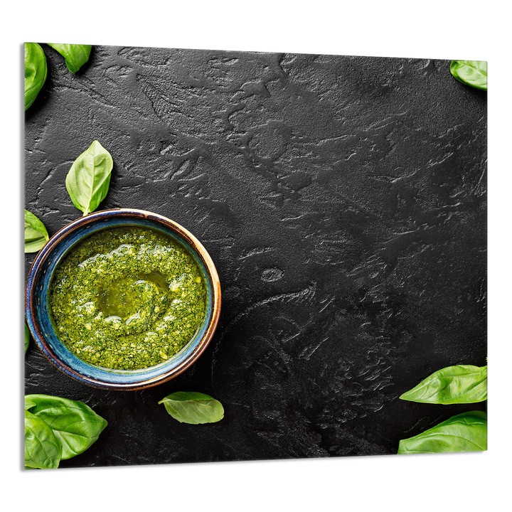 TMK ArtDeko 65x60cm üveg konyhai dekorációs panel, védelem, edénytartó, szürke zöld