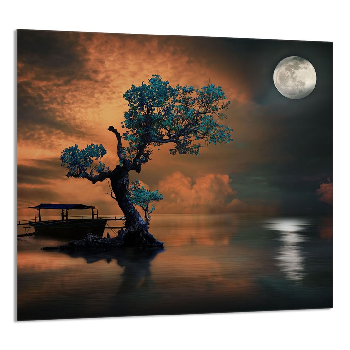 TMK ArtDeko dekoratív üveg fali panel konyhába, 65x60cm, modern dizájn, szennyeződés elleni védelem, többszínű