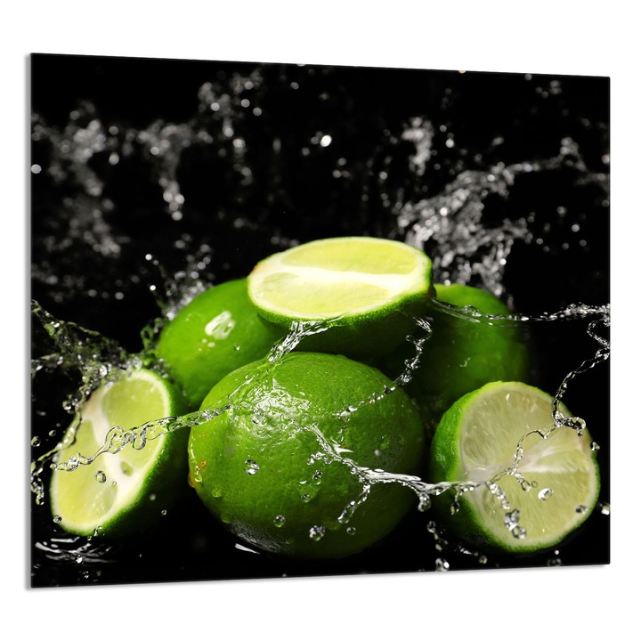 TMK ArtDeko dekoratív üveg fali panel konyhába, 65x60 cm, modern design, szennyeződés elleni védelem, többszínű