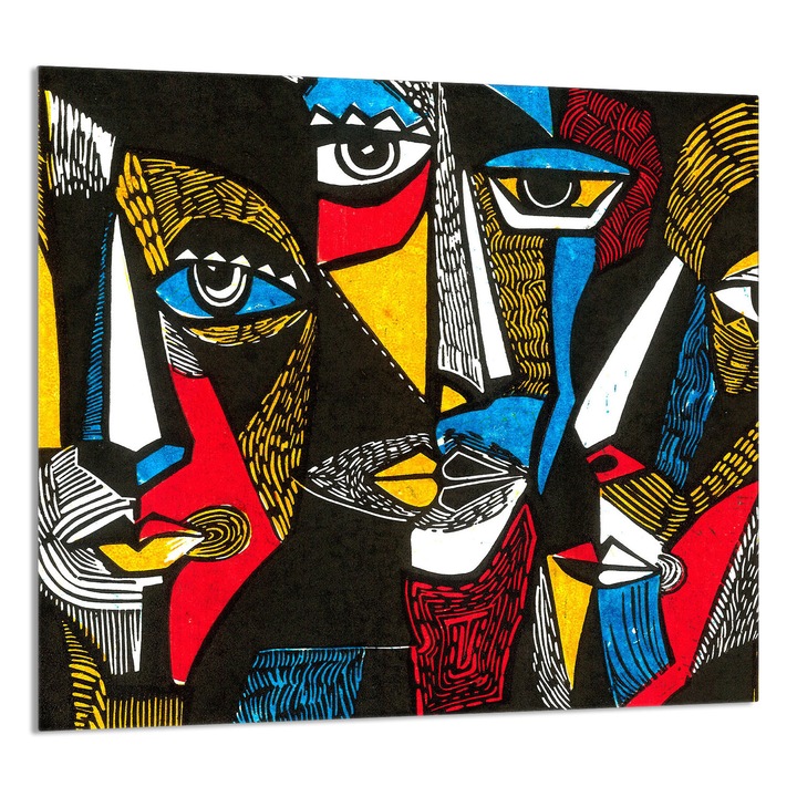 TMK ArtDeko 65x60cm dekoratív üveg fali panel konyhába, modern design, szennyeződés elleni védelem, többszínű