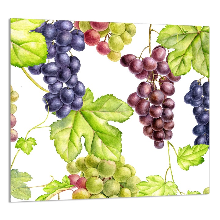 TMK ArtDeko 65x60 cm-es konyhai üveg dekorációs lap, gyümölcs design, multifunkcionális, magas hőmérsékletnek ellenálló