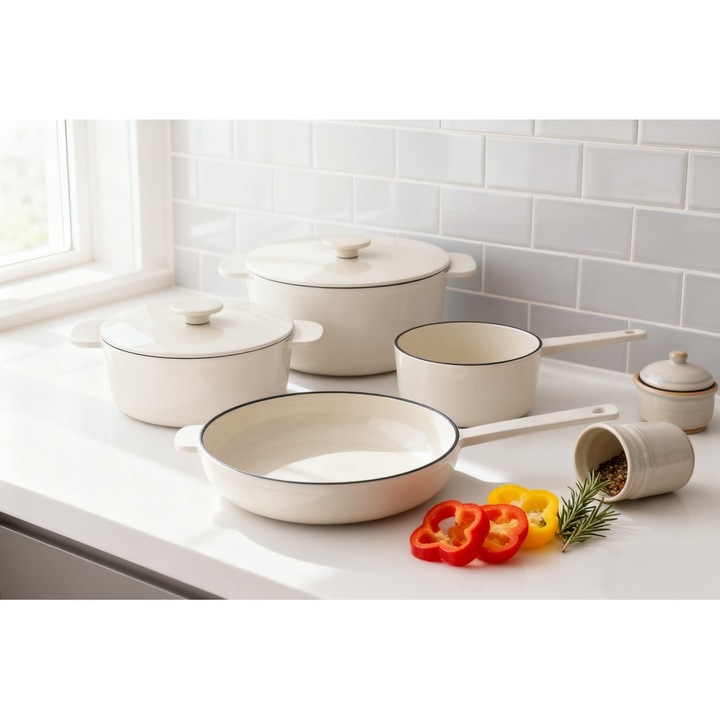 Комплект чугунени тенджери Ande, емайлирани, 6 части