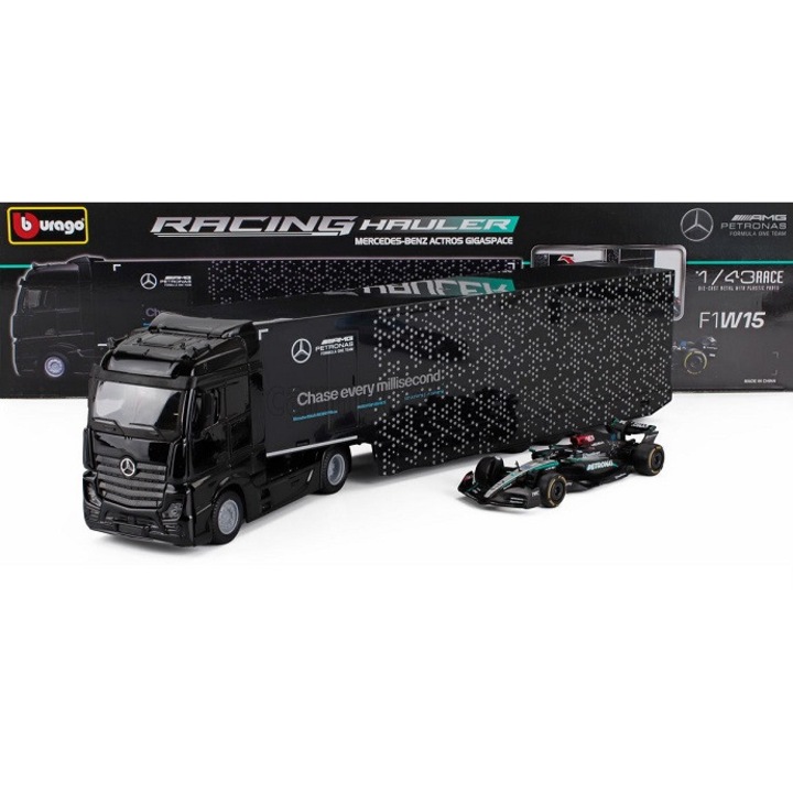 Macheta Transportor Mercedes-Benz Actros Formula 1 #63 George Russell, 1/43, metal, multicolor